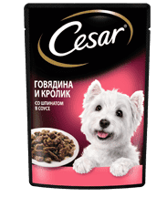 Влажный корм CESAR® Говядина с кроликом в шпинатном соусе